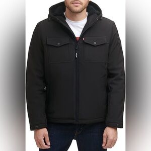 EUC Levi's Men’s Softshell Sherpa-lined Black Hooded Performance Jacket Sz XXL